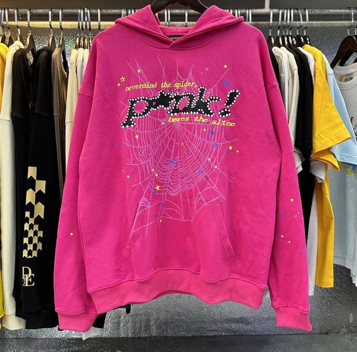 Pink SP5DER Hoodies